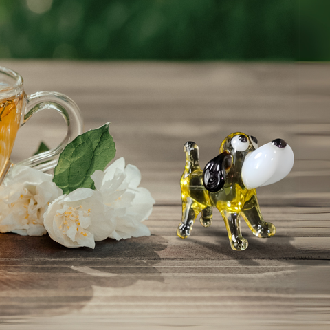 Glass dog mini figurine