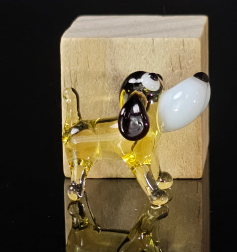 Amber Glass Dog Figurine, Handmade Murano Quality Design - Small