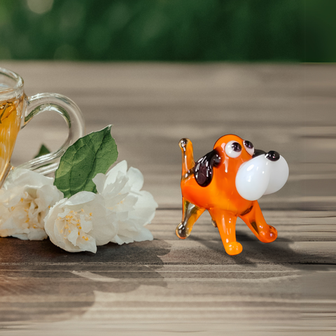 Glass dog mini figurine