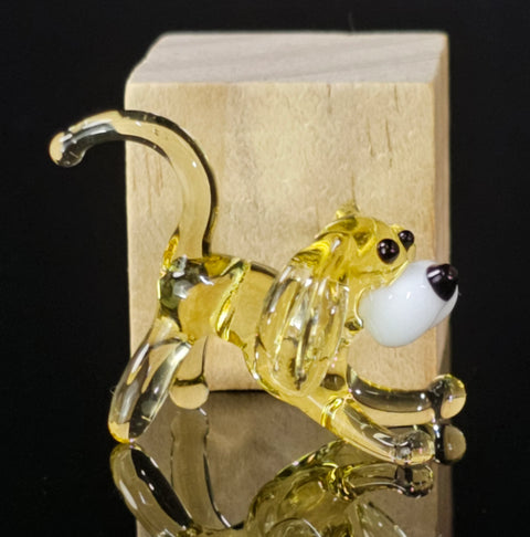 Amber Dog Figurine, Mini Glass Murano Quality Lampworking Glass Figurine, Hand Made In Ukraine, A Great Addition To Your Collection