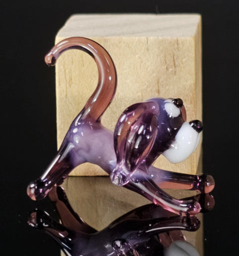 Purple Dog Figurine, Mini Glass Murano Quality Lampworking Glass Figurine, Hand Made In Ukraine, A Great Addition To Your Collection