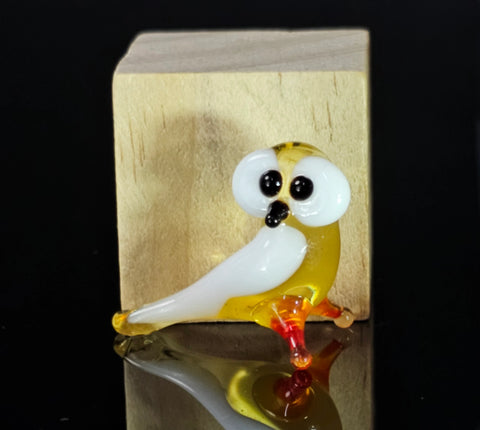 Amber Owl Figurine, Mini Glass Murano Quality Lampworking Glass Figurine, Hand Made In Ukraine, A Great Addition To Your Collection