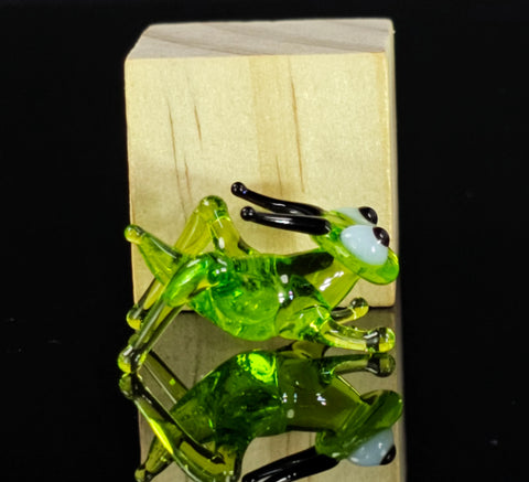 Grasshopper Figurine, Mini Glass Murano Quality Lampworking Glass Figurine, Hand Made In Ukraine, A Great Addition To Your Collection