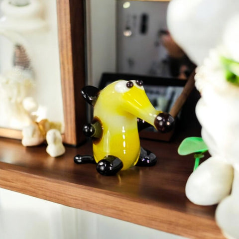 Yellow Glass Aardvark Figurine, Handmade Murano Quality Design - Small