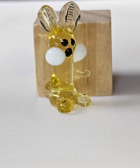 Amber Rabbit Figurine, Mini Glass Murano Quality Lampworking Glass Figurine, Hand Made In Ukraine, A Great Addition To Your Collection