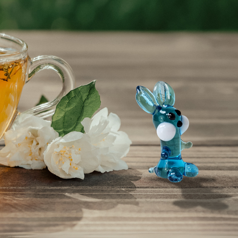 Glass rabbit mini figurine