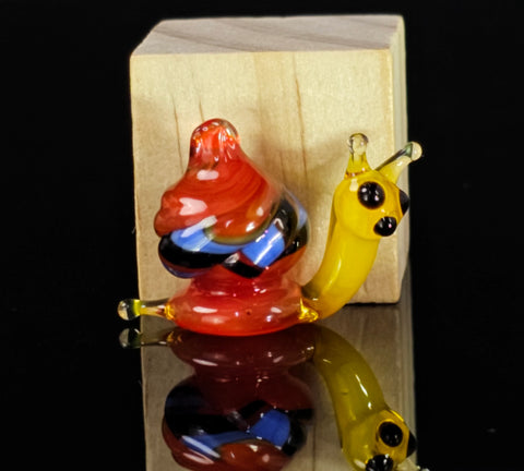 Red Glass Snail Figurine, Handmade Murano Quality Design - Small