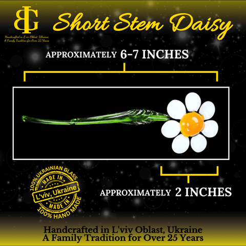 Blue Glass Daisy - Handcrafted Short Stem Flower