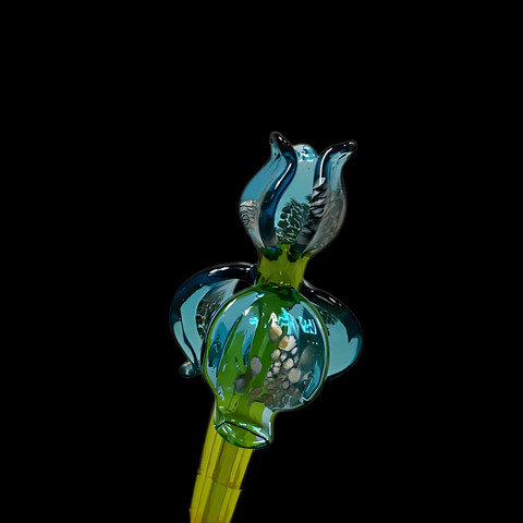 Light Blue Glass Iris, Handcrafted Glass Flower, Hand Made In Ukraine Using Murano Quality Glass, Great Gift For Flower Lovers, 6 Inch Iris
