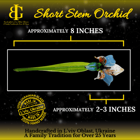 Black Glass Orchid, Handcrafted Glass Flower, Hand Made In Ukraine Using Murano Quality Glass, Great Gift For Flower Lovers, 6 Inch Orchid