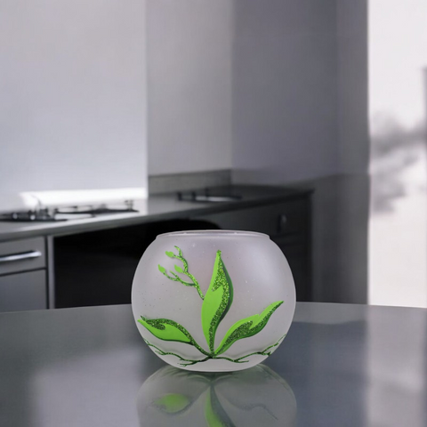 Frosted GlassCandle Holder - Butterfly Design