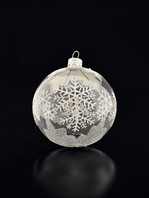 Clear Blown Glass Ornament - Handcrafted - Large Snowflake Design