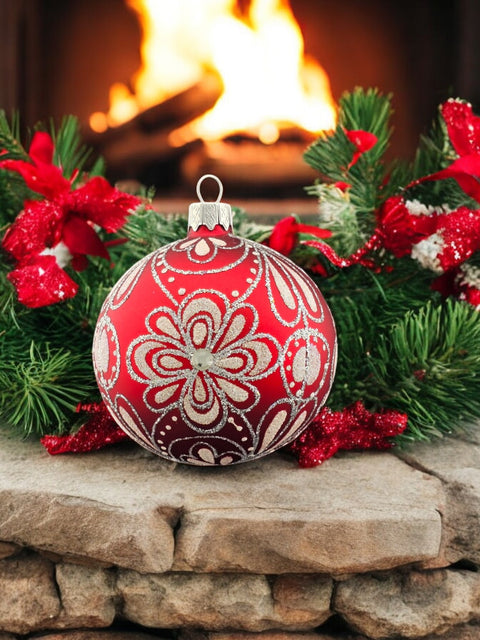 Red Blown Glass Ornament - My First Flower - Red Ornament - Hand Made In Ukraine - Hand Painted - Keepsake Ornament - Natural Glass