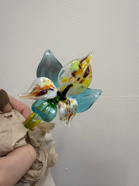 Light Blue Glass Orchid, Handcrafted Glass Flower, Hand Made In Ukraine Using Murano Quality Glass, Great Gift For Flower Lovers, 6 Inch Orchid (Copy)