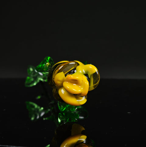 Yellow Glass Rose- Handcrafted Long Stem Flower