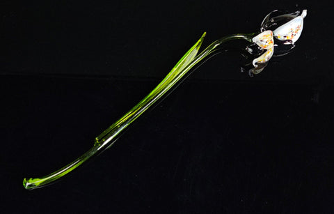 Black Glass Orchid, Handcrafted Glass Flower, Hand Made In Ukraine Using Murano Quality Glass, Great Gift For Flower Lovers, 12 Inch Orchid