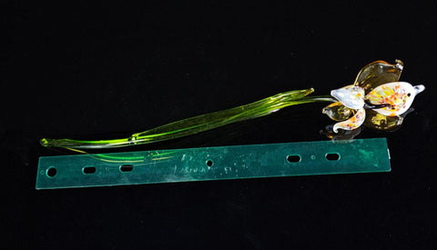 Amber Glass Orchid, Handcrafted Glass Flower, Hand Made In Ukraine Using Murano Quality Glass, Great Gift For Flower Lovers, 12 Inch Orchid