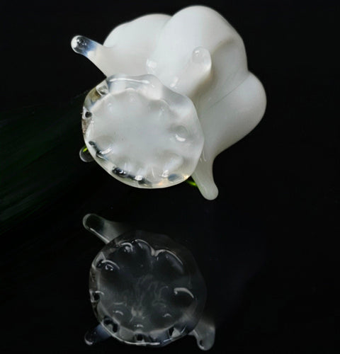 White Glass Bell, Handcrafted Glass Flower, Hand Made In Ukraine Using Murano Quality Glass, Great Gift For Flower Lovers, 12 Inch Bellflower