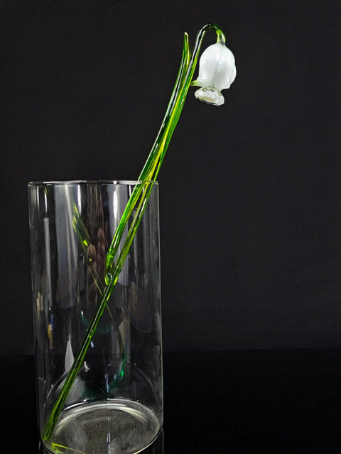 White Glass Bell, Handcrafted Glass Flower, Hand Made In Ukraine Using Murano Quality Glass, Great Gift For Flower Lovers, 12 Inch Bellflower