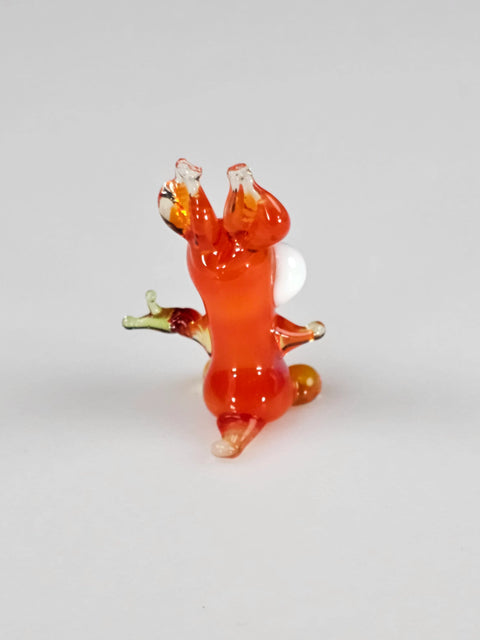 Orange Glass Rabbit W Carrot Figurine, Handmade Murano Quality Design - Small