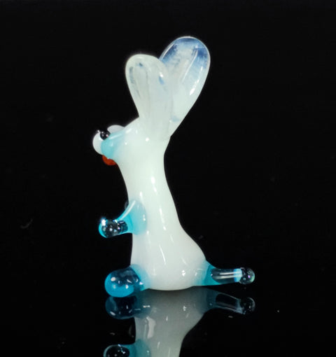 Light Blue Rabbit Figurine, Mini Glass Murano Quality Lampworking Glass Figurine, Hand Made In Ukraine, A Great Addition To Your Collection
