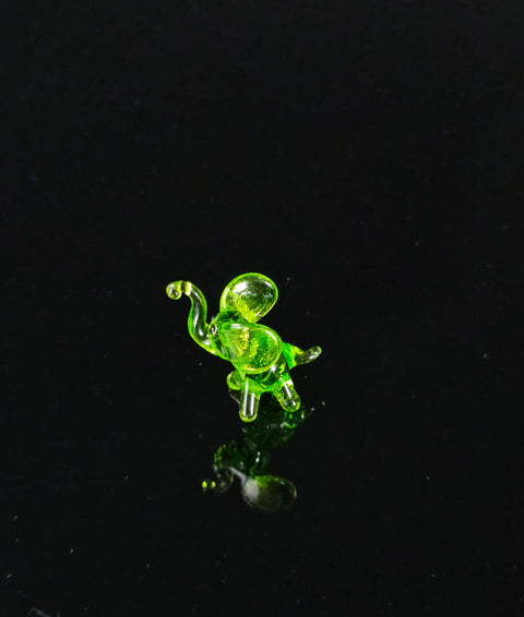 Green Elephant Figurine, Mini Glass Murano Quality Lampworking Glass Figurine, Hand Made In Ukraine, A Great Addition To Your Collection