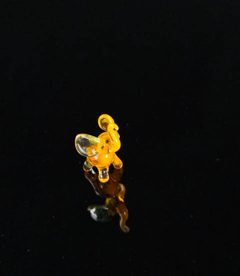 Orange Glass Elephant Figurine, Handmade Murano Quality Design - Small