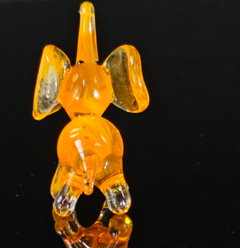 Orange Glass Elephant  Figurine, Handmade Murano Quality Design - Small