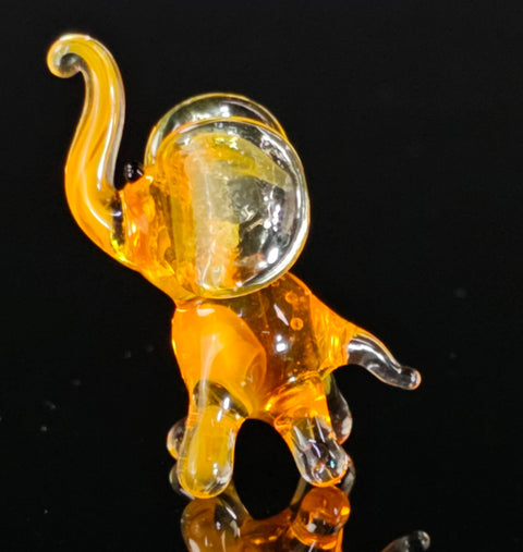Orange Glass Elephant Figurine, Handmade Murano Quality Design - Small