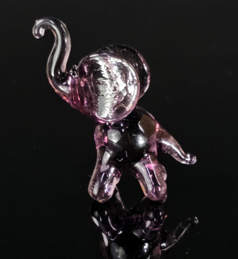 Purple Glass Elephant Figurine, Handmade Murano Quality Design - Small