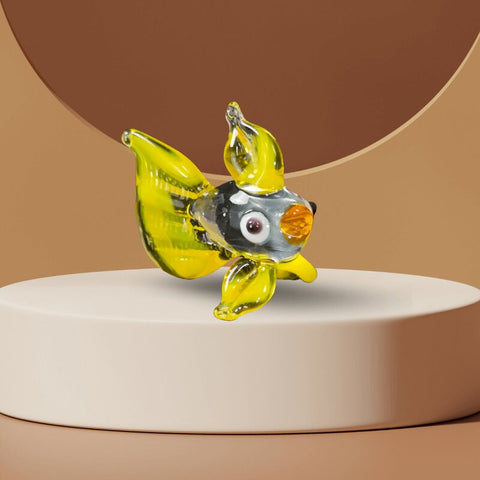 Yellow Fish Figurine, Mini Glass Murano Quality Lampworking Glass Figurine, Hand Made In Ukraine, A Great Addition To Your Collection