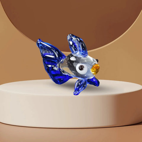 Blue Fish Figurine, Mini Glass Murano Quality Lampworking Glass Figurine, Hand Made In Ukraine, A Great Addition To Your Collection