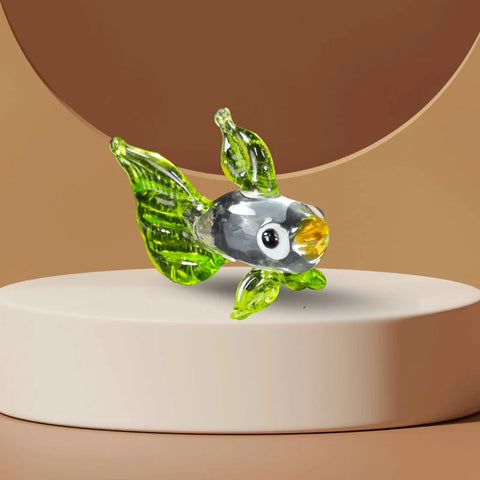 Green Fish Figurine, Mini Glass Murano Quality Lampworking Glass Figurine, Hand Made In Ukraine, A Great Addition To Your Collection
