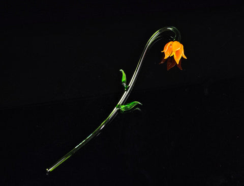 Orange Glass Lily, Handcrafted Glass Flower, Hand Made In Ukraine Using Murano Quality Glass, Great Gift For Flower Lovers, 12 Inch Lily