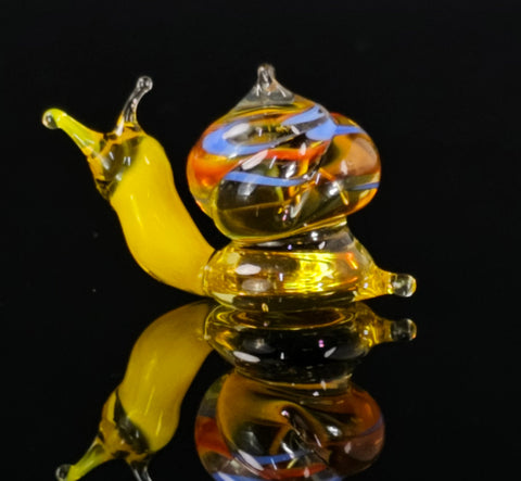 Amber Snail Figurine, Mini Glass Murano Quality Lampworking Glass Figurine, Hand Made In Ukraine, A Great Addition To Your Collection