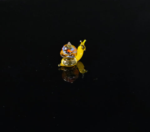 Amber Snail Figurine, Mini Glass Murano Quality Lampworking Glass Figurine, Hand Made In Ukraine, A Great Addition To Your Collection