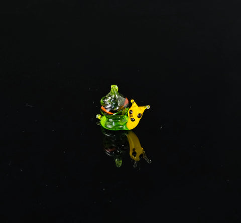 Green Snail Figurine, Mini Glass Murano Quality Lampworking Glass Figurine, Hand Made In Ukraine, A Great Addition To Your Collection