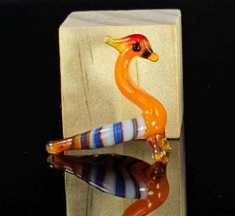 Orange Peacock Figurine, Mini Glass Murano Quality Lampworking Glass Figurine, Hand Made In Ukraine, A Great Addition To Your Collection