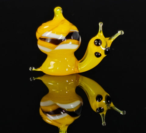 Yellow Glass Snail Figurine, Handmade Murano Quality Design - Small