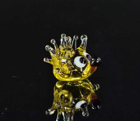 Amber Glass Sea Urchin Figurine, Handmade Murano Quality Design - Small