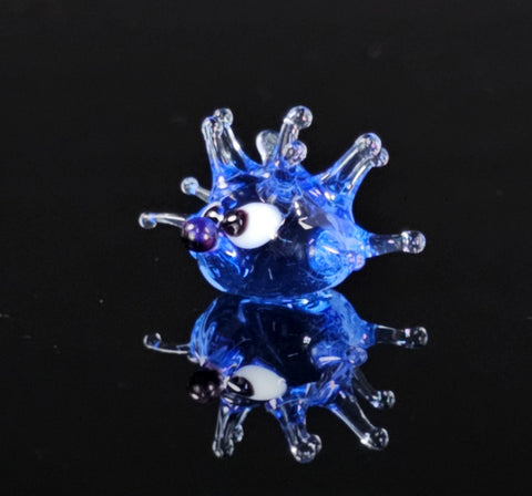 Light Blue Glass Sea Urchin Figurine, Handmade Murano Quality Design - Small