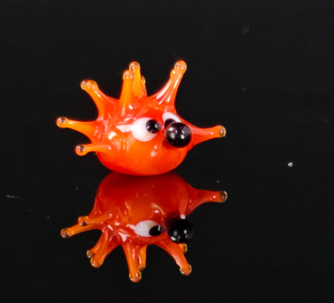 Red Sea Urchin Figurine, Mini Glass Murano Quality Lampworking Glass Figurine, Hand Made In Ukraine, A Great Addition To Your Collection