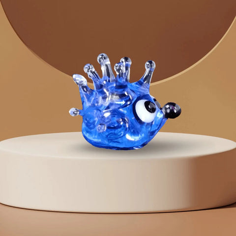 Light Blue Sea Urchin Figurine, Mini Glass Murano Quality Lampworking Glass Figurine, Hand Made In Ukraine, A Great Addition To Your Collection
