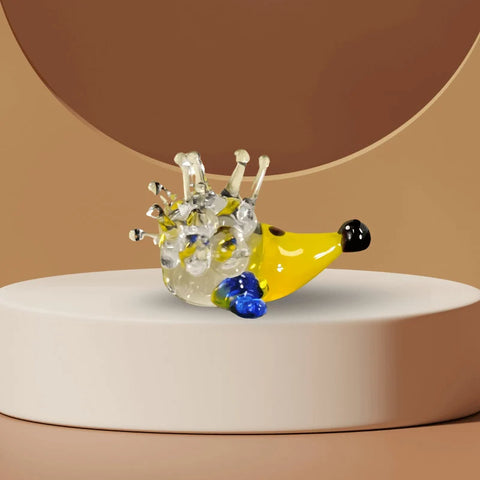 Yellow Porcupine Figurine, Mini Glass Murano Quality Lampworking Glass Figurine, Hand Made In Ukraine, A Great Addition To Your Collection