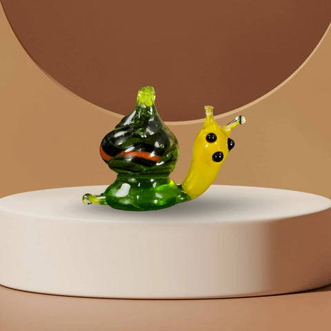 Green Snail Figurine, Mini Glass Murano Quality Lampworking Glass Figurine, Hand Made In Ukraine, A Great Addition To Your Collection