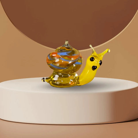 Amber Glass Snail Figurine, Handmade Murano Quality Design - Small