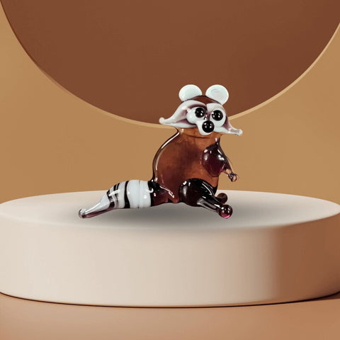 Raccoon Figurine, Mini Glass Murano Quality Lampworking Glass Figurine, Hand Made In Ukraine, A Great Addition To Your Collection