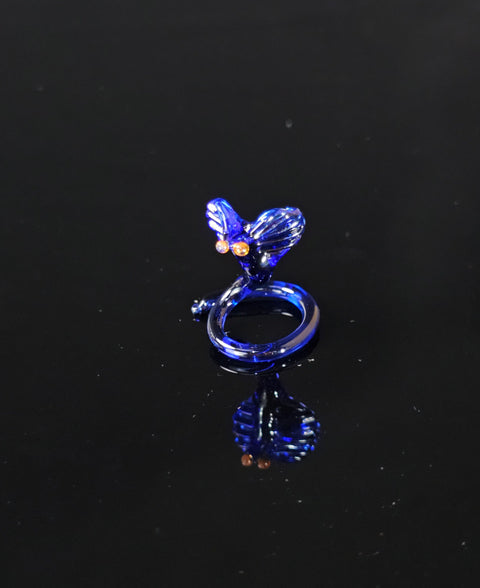 Blue Cobra Figurine, Mini Glass Murano Quality Lampworking Glass Figurine, Hand Made In Ukraine, A Great Addition To Your Collection