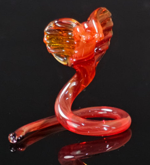 Red Glass Cobra Figurine, Handmade Murano Quality Design - Small