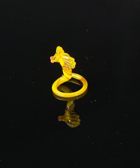 Yellow Cobra Figurine, Mini Glass Murano Quality Lampworking Glass Figurine, Hand Made In Ukraine, A Great Addition To Your Collection